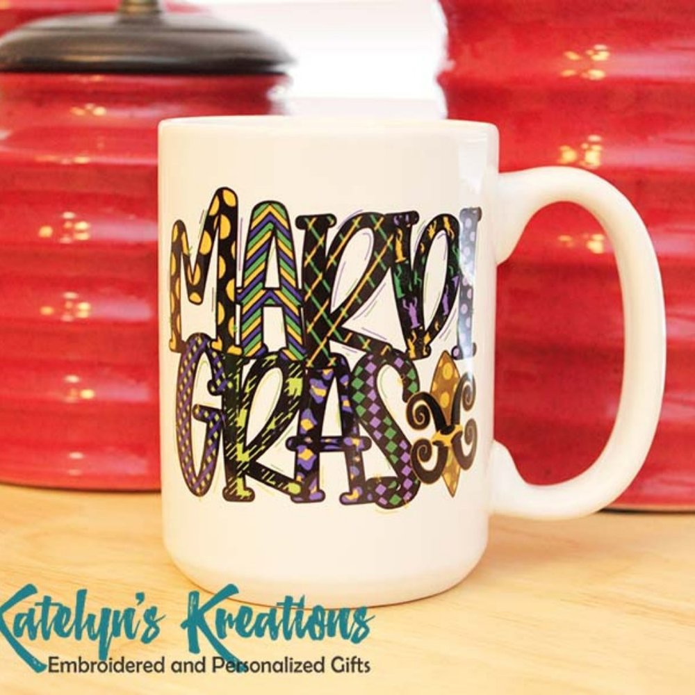 NEW Mardi Gras - 15oz Ceramic Coffee Mug RTS